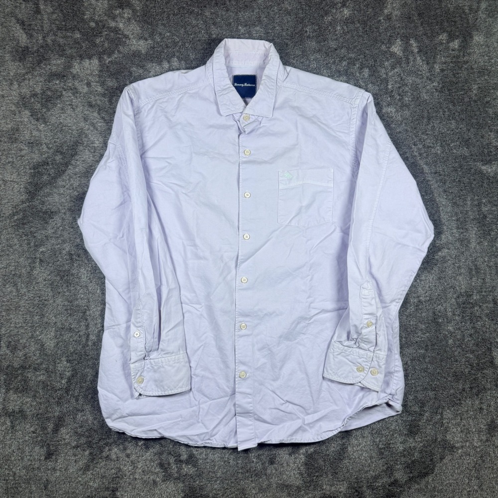 Tommy Bahama Mens Large Lavender Cotton Silk Blend Long Sleeve Button Down Shirt